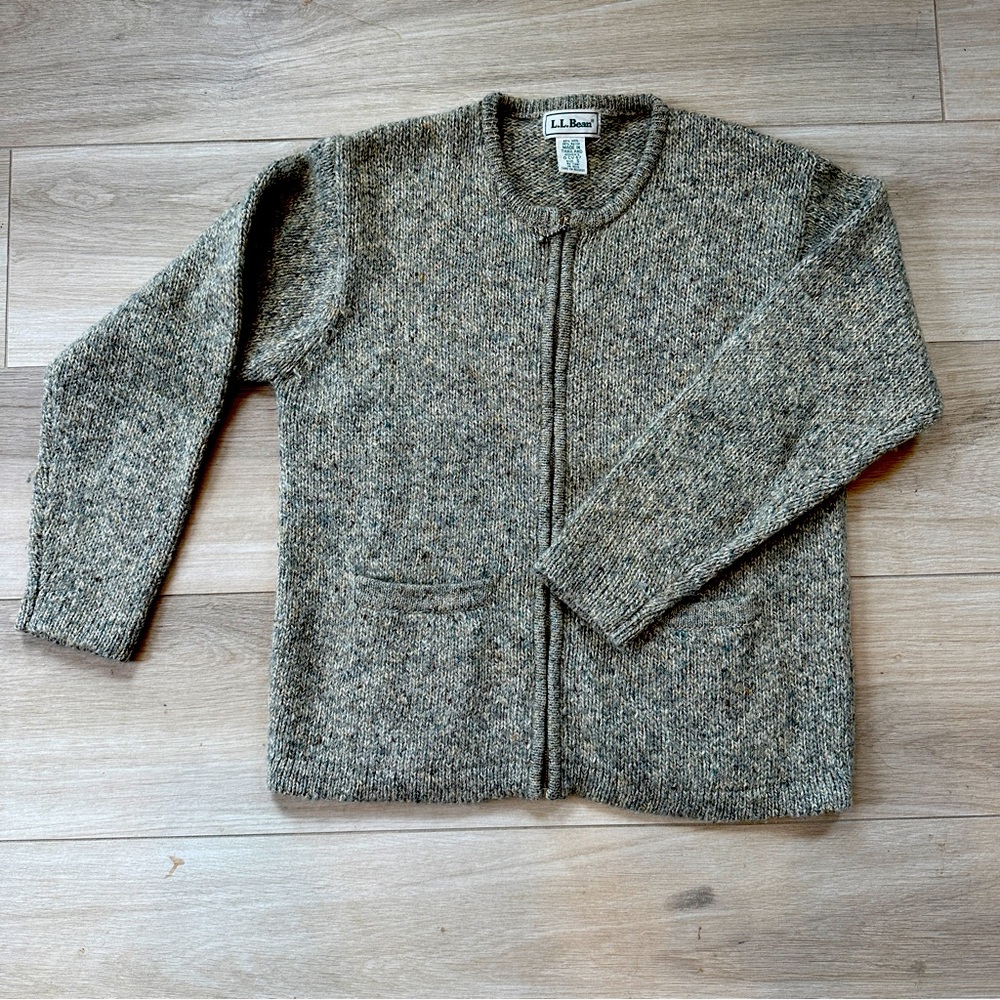 Vintage LL Bean Wool Zip-Up Cardigan (size small)